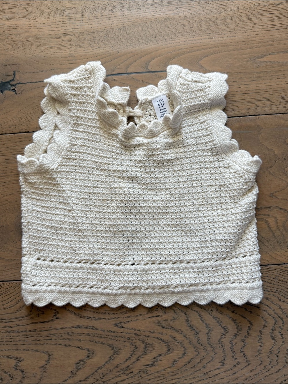 Baby Gap Cream Crochet Knit Scallop Top 3T